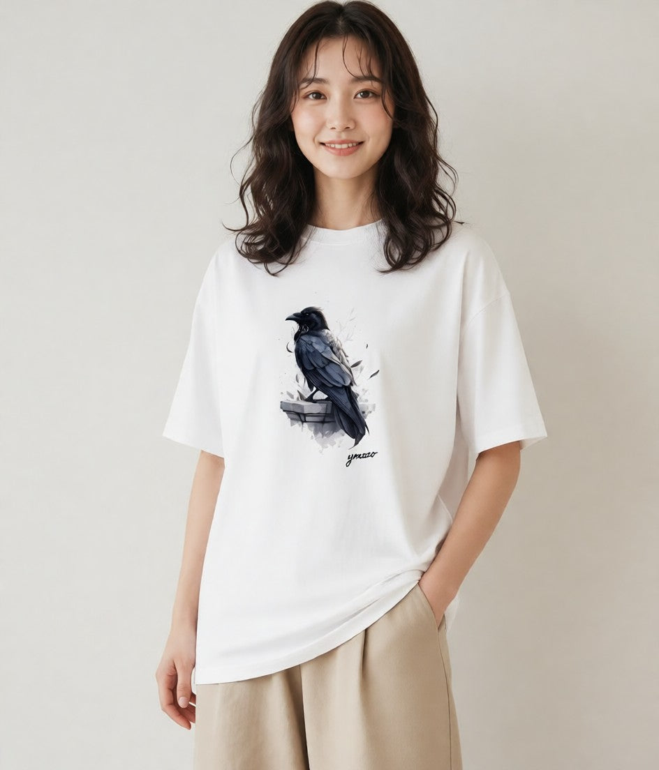 Tシャツ レディース 九官鳥 ペット 動物 イラスト シンプル 旅行 母娘コーデ 白T