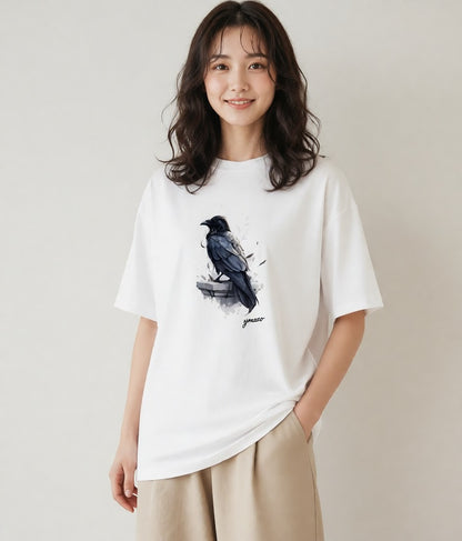 Tシャツ レディース 九官鳥 ペット 動物 イラスト シンプル 旅行 母娘コーデ 白T