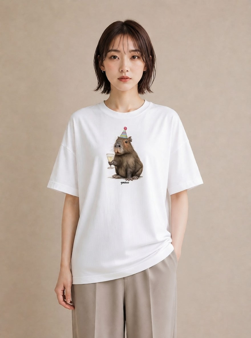 デザインTシャツ レディース デグー ペット 動物 イラスト ミニマル ペアコーデ 秋コーデ 白T