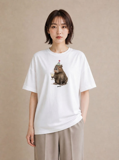 デザインTシャツ レディース デグー ペット 動物 イラスト ミニマル ペアコーデ 秋コーデ 白T