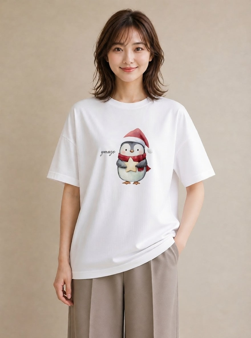 グラフィックTシャツ レディース コウテイペンギン 動物 アニマル イラスト ボタニカル デート 帰省 白T
