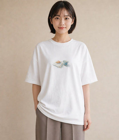 グラフィックTシャツ レディース クロワッサン 食べ物 フード イラスト 可愛い ギフト 母の日 白T
