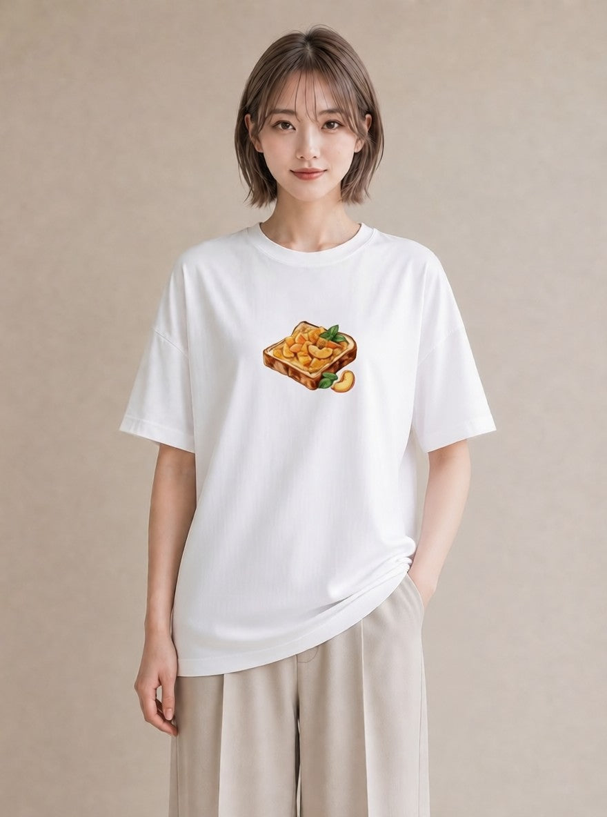 グラフィックTシャツ レディース パン 食べ物 フード イラスト シック 部屋着 女性向けギフト 白T