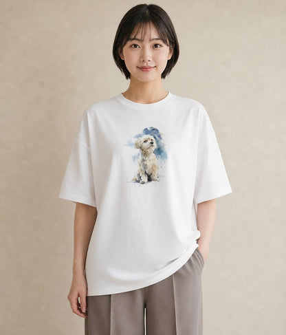 デザインTシャツ レディース ミックス犬 犬 いぬ イラスト 休日コーデ 買い物 夏コーデ 白T