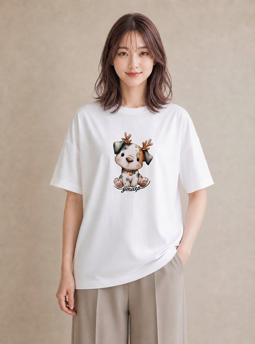 Tシャツ レディース わんちゃん 犬 いぬ イラスト ユニーク 姉妹 送別ギフト 白T