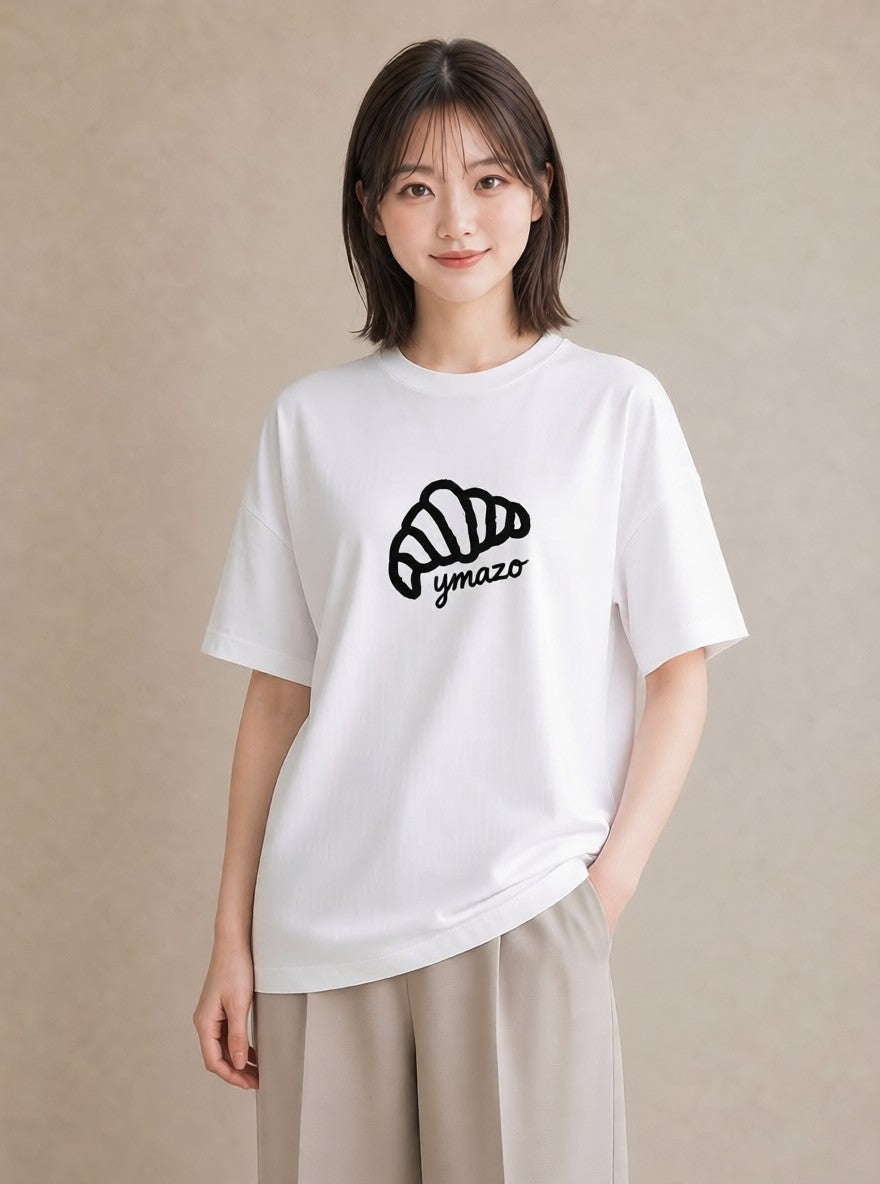 デザインTシャツ レディース パン ベーカリー イラスト 抜け感 レイヤード 友達ギフト 白T
