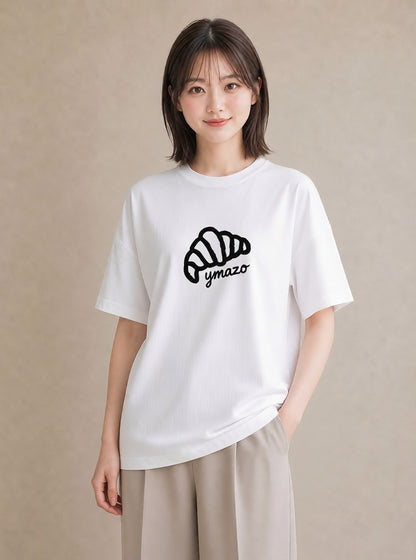デザインTシャツ レディース パン ベーカリー イラスト 抜け感 レイヤード 友達ギフト 白T