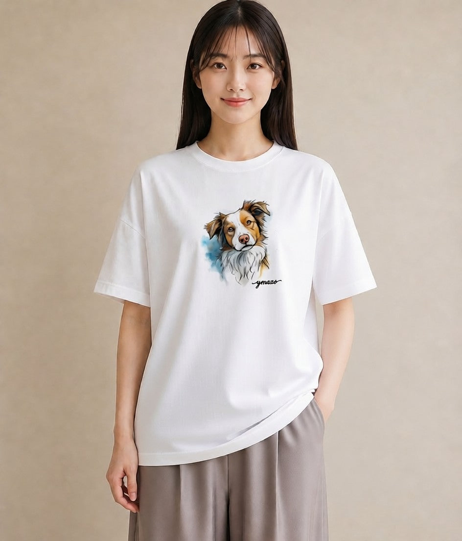 グラフィックTシャツ レディース 保護犬 犬 いぬ イラスト シンプル 通勤 在宅 白T