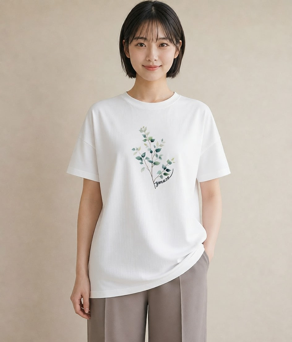 グラフィックTシャツ レディース ガラス瓶 小枝 ボタニカル ナチュラル アンティーク イラスト こなれ感 母娘コーデ 自分用 白T