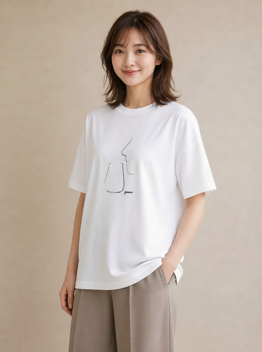 半袖Tシャツ レディース 香水 香水瓶 パフューム イラスト 抜け感 20代 カジュアルコーデ 白T