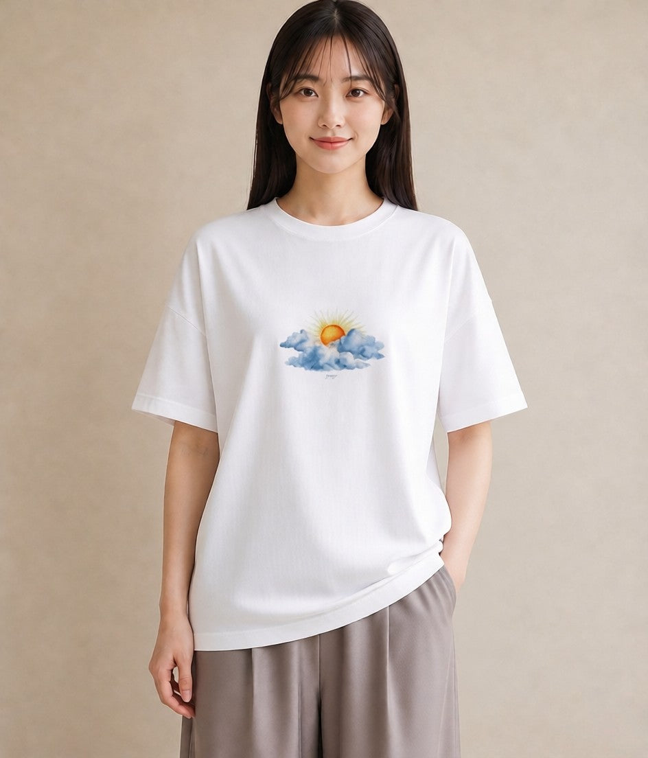 半袖Tシャツ レディース 空 星空 宇宙 イラスト ミニマル 社会人 女性 白T