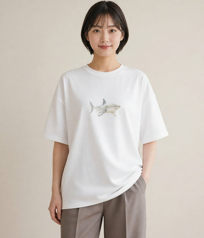 プリントTシャツ レディース マンボウ 海の生き物 海 イラスト ラフカジュアル カフェ巡り 女子会 白T