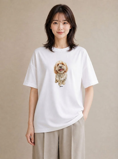 Tシャツ レディース わんちゃん 犬 いぬ イラスト 手描き風 帰省 ラフ 白T