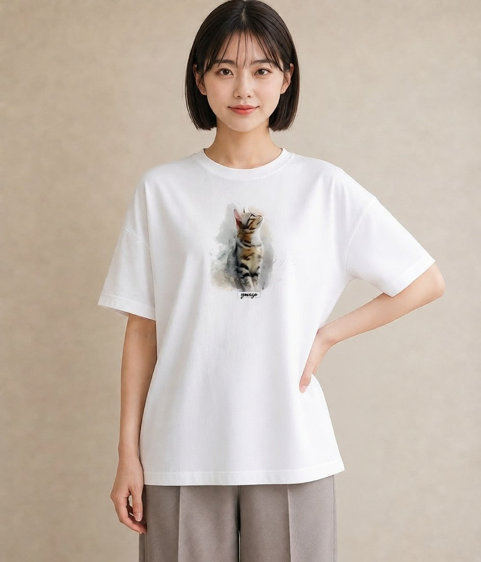 デザインTシャツ レディース スフィンクス 猫 ねこ イラスト 北欧風 親子 20代 白T