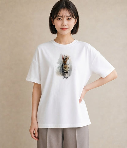 デザインTシャツ レディース スフィンクス 猫 ねこ イラスト 北欧風 親子 20代 白T