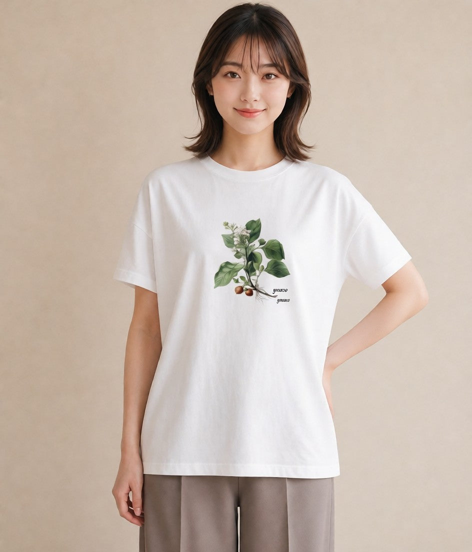 グラフィックTシャツ レディース 金木犀 花 花柄 イラスト きれいめカジュアル 部屋着 女性向けギフト 白T