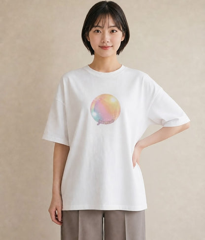 半袖Tシャツ レディース わたあめ 食べ物 フード イラスト 個性的 クリスマス 旅行 白T
