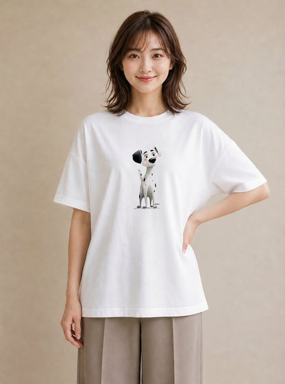 グラフィックTシャツ レディース わんこ 犬 いぬ イラスト フェミニン 秋コーデ おしゃれギフト 白T