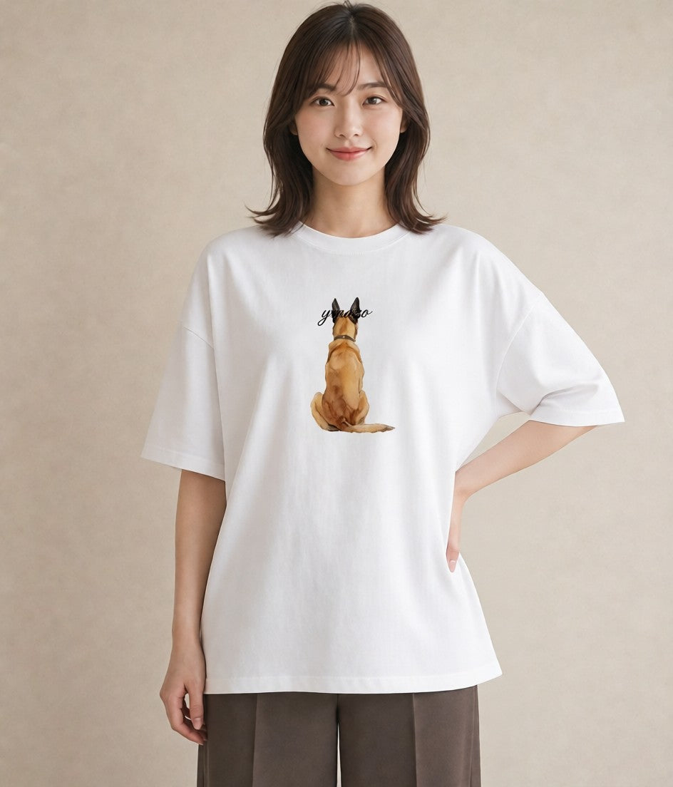 プリントTシャツ レディース ジャーマンシェパード 犬 いぬ イラスト カフェコーデ 敬老の日 ホワイトデー 白T