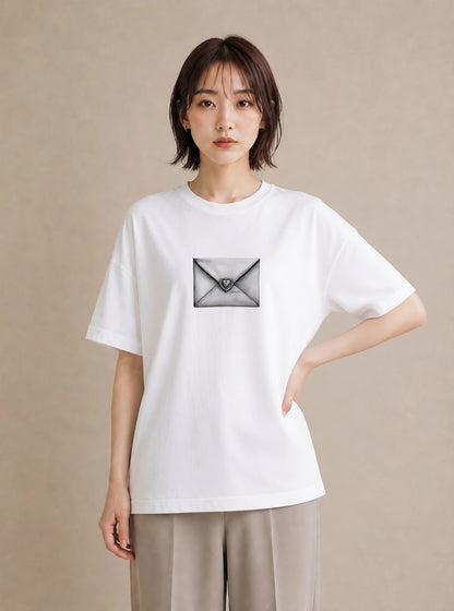 半袖Tシャツ レディース 封蝋 手紙 アンティーク ナチュラル イラスト ヴィンテージ風 誕生日プレゼント 綿100 白T