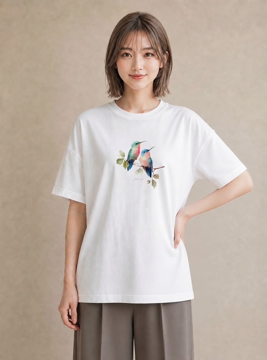 グラフィックTシャツ レディース コザクラインコ ペット 動物 イラスト 上品 女性向けギフト 散歩 白T