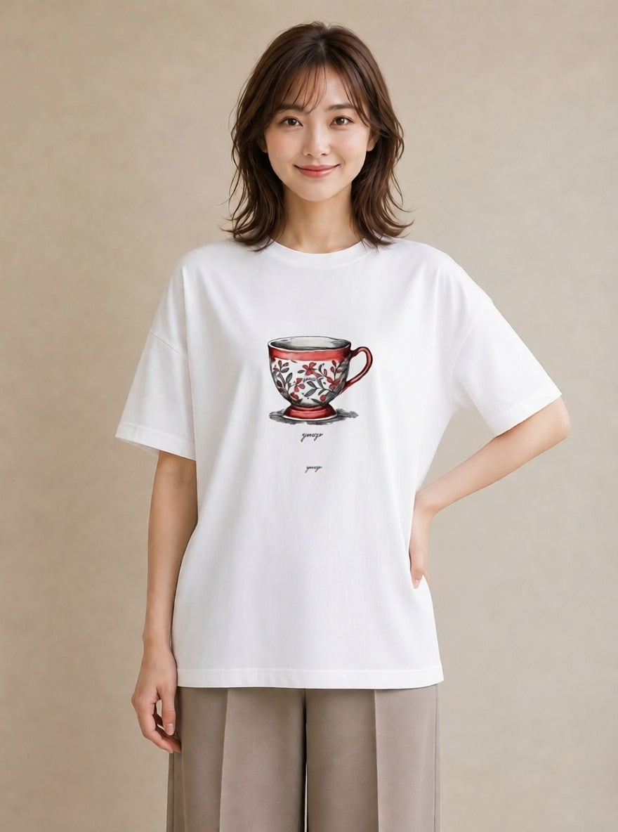グラフィックTシャツ レディース ハーブティー 食べ物 フード イラスト シック 友達ギフト 部屋着 白T