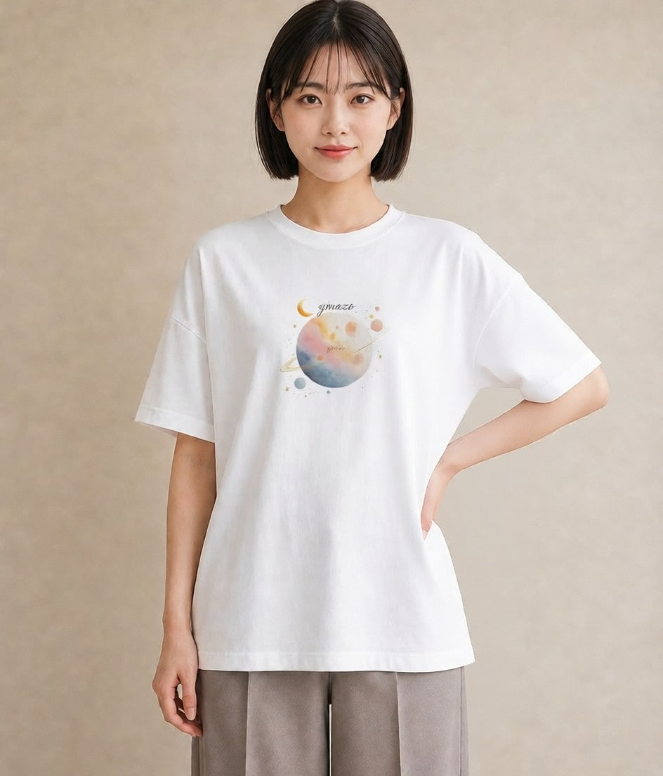 プリントTシャツ レディース 牡牛座 星空 宇宙 イラスト カフェコーデ 綿100 デート 白T