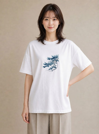 デザインTシャツ レディース 松ぼっくり 植物 ボタニカル イラスト フェミニン 部屋着 女性向けギフト 白T