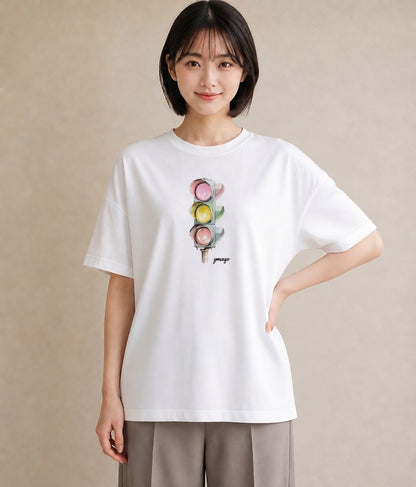 プリントTシャツ レディース 街灯 夜霧 夜 ナチュラル アンティーク イラスト 上品 春コーデ 姉妹 白T