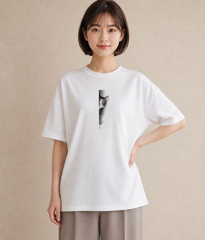 半袖Tシャツ レディース サバトラ 猫 ねこ イラスト 韓国風 親子 20代 白T