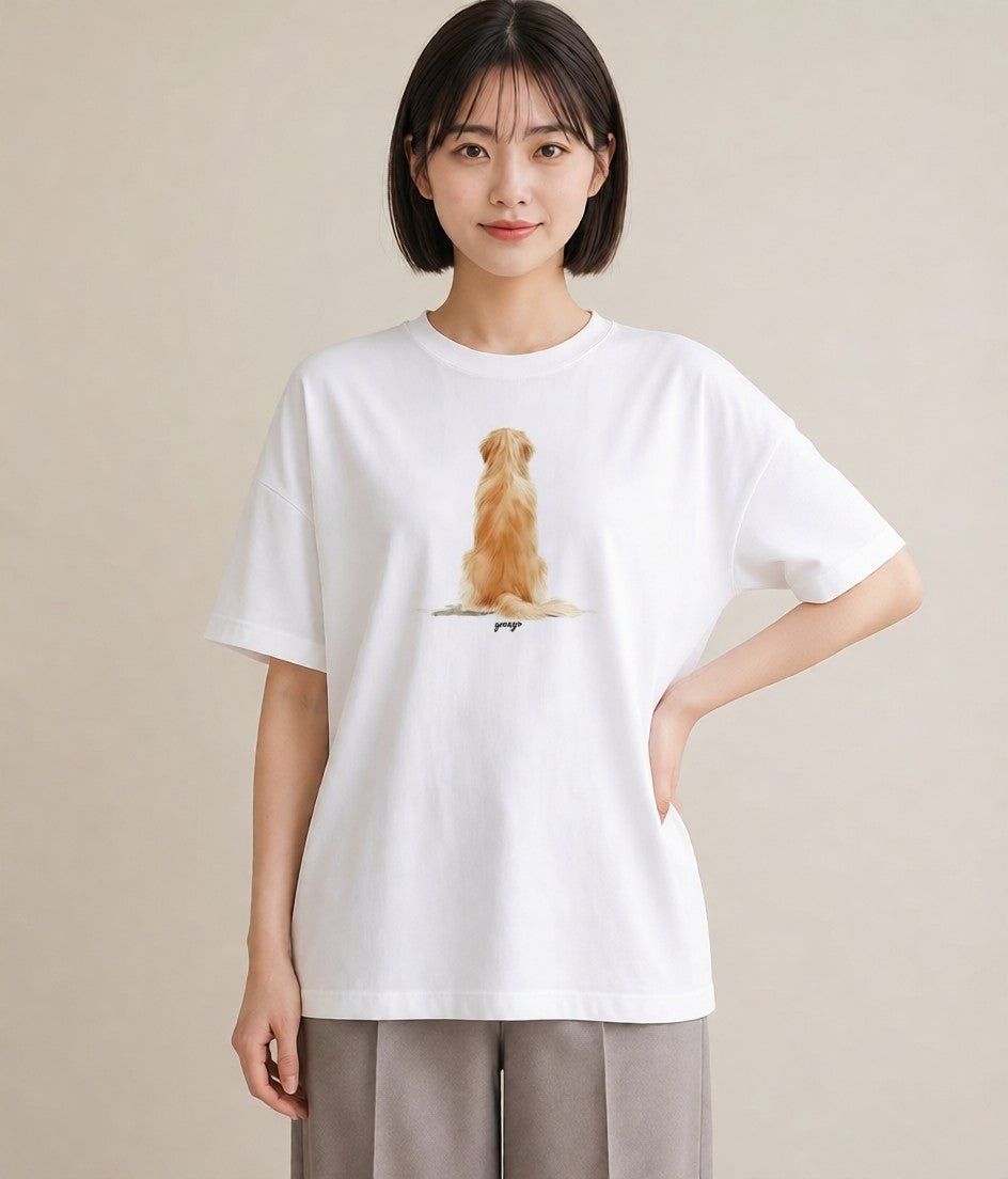 Tシャツ レディース ゴールデンレトリバー ゴールデン 犬 いぬ イラスト お洒落 綿100 デート 白T
