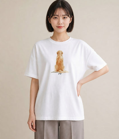 Tシャツ レディース ゴールデンレトリバー ゴールデン 犬 いぬ イラスト お洒落 綿100 デート 白T