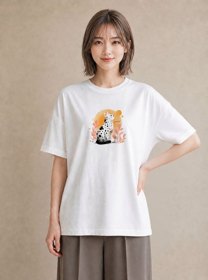 デザインTシャツ レディース しっぽ 猫 ねこ イラスト レトロ 旅行 母娘コーデ 白T