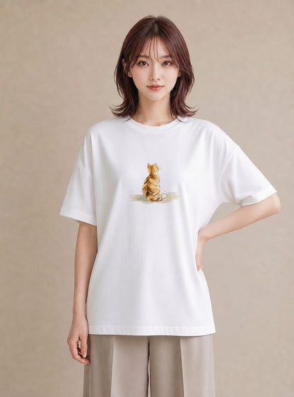 プリントTシャツ レディース 子猫 猫 ねこ イラスト カフェコーデ 友達ギフト 部屋着 白T