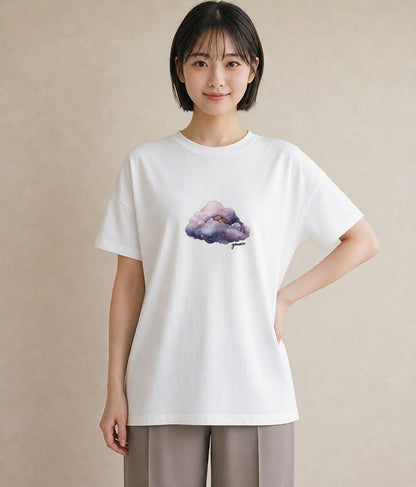 グラフィックTシャツ レディース 水瓶座 星空 宇宙 イラスト きれいめ カフェ服 クリスマス 白T