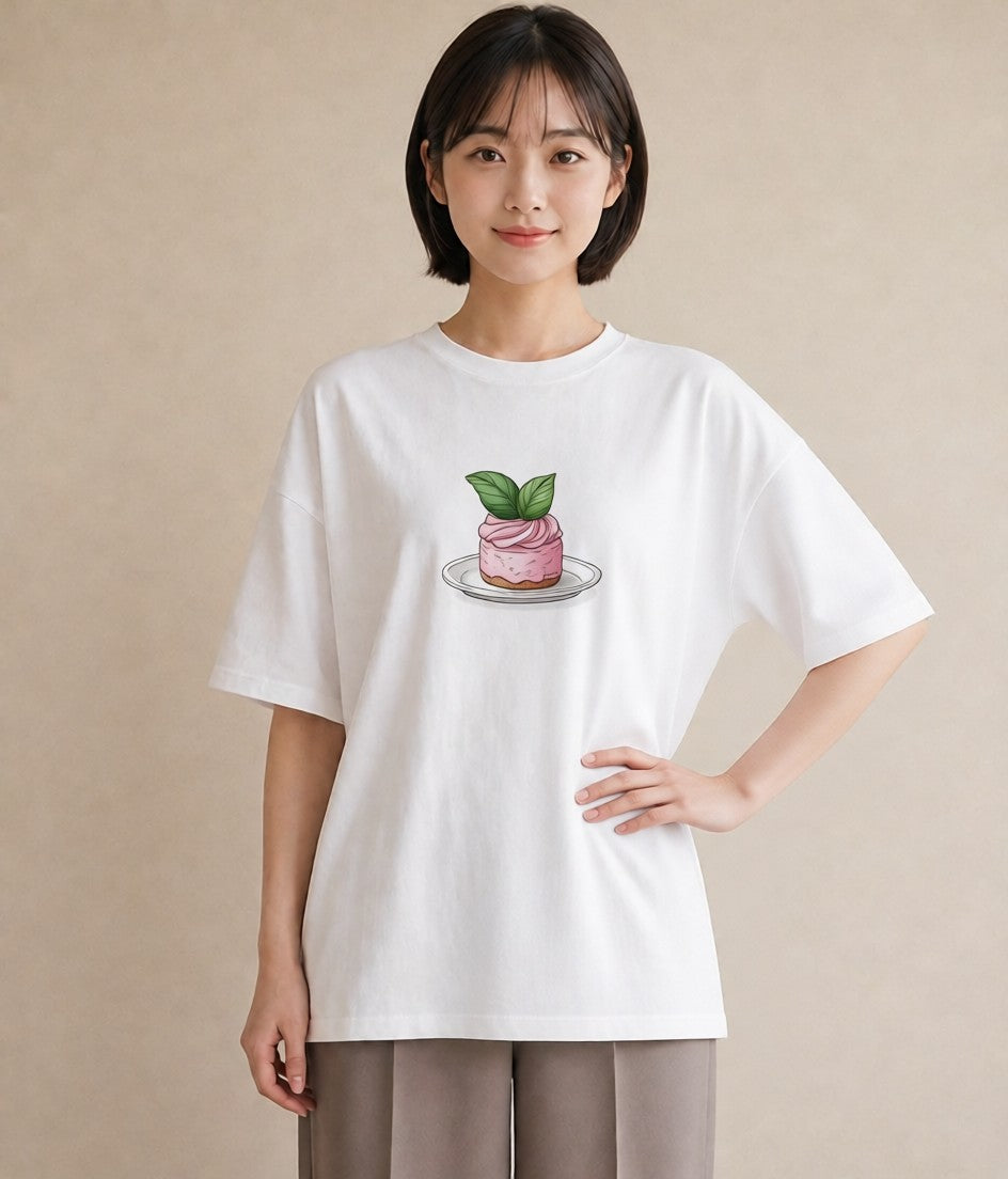 プリントTシャツ レディース マフィン 食べ物 フード イラスト ユニーク 自分用 ルームウェア 白T