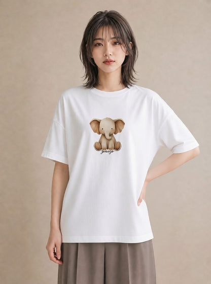 半袖Tシャツ レディース サイ 動物 アニマル イラスト 上品 週末コーデ 敬老の日 白T