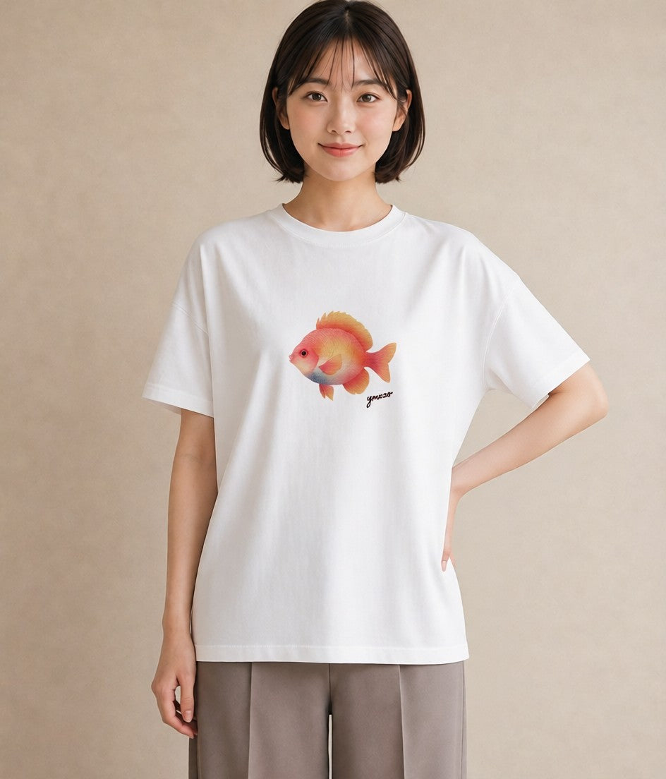 グラフィックTシャツ レディース カクレクマノミ 海の生き物 海 イラスト きれいめ デート 帰省 白T