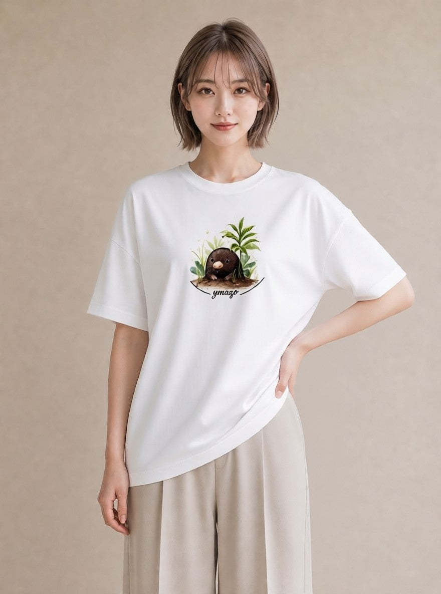 グラフィックTシャツ レディース ゴマフアザラシ 動物 アニマル イラスト きれいめ 社会人 女性 白T
