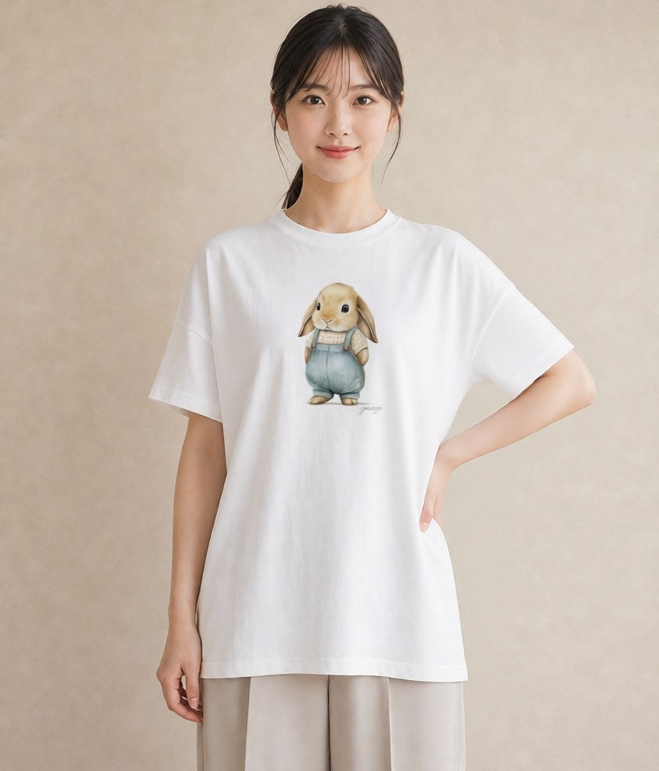 デザインTシャツ レディース ホーランドロップ ペット 動物 イラスト 水彩風 お出かけ 普段着 白T
