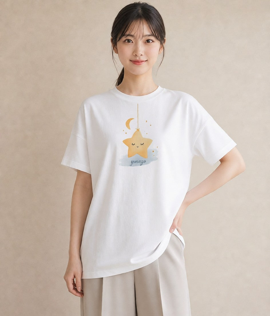 グラフィックTシャツ レディース 星 星空 宇宙 イラスト ナチュラル デート 帰省 白T