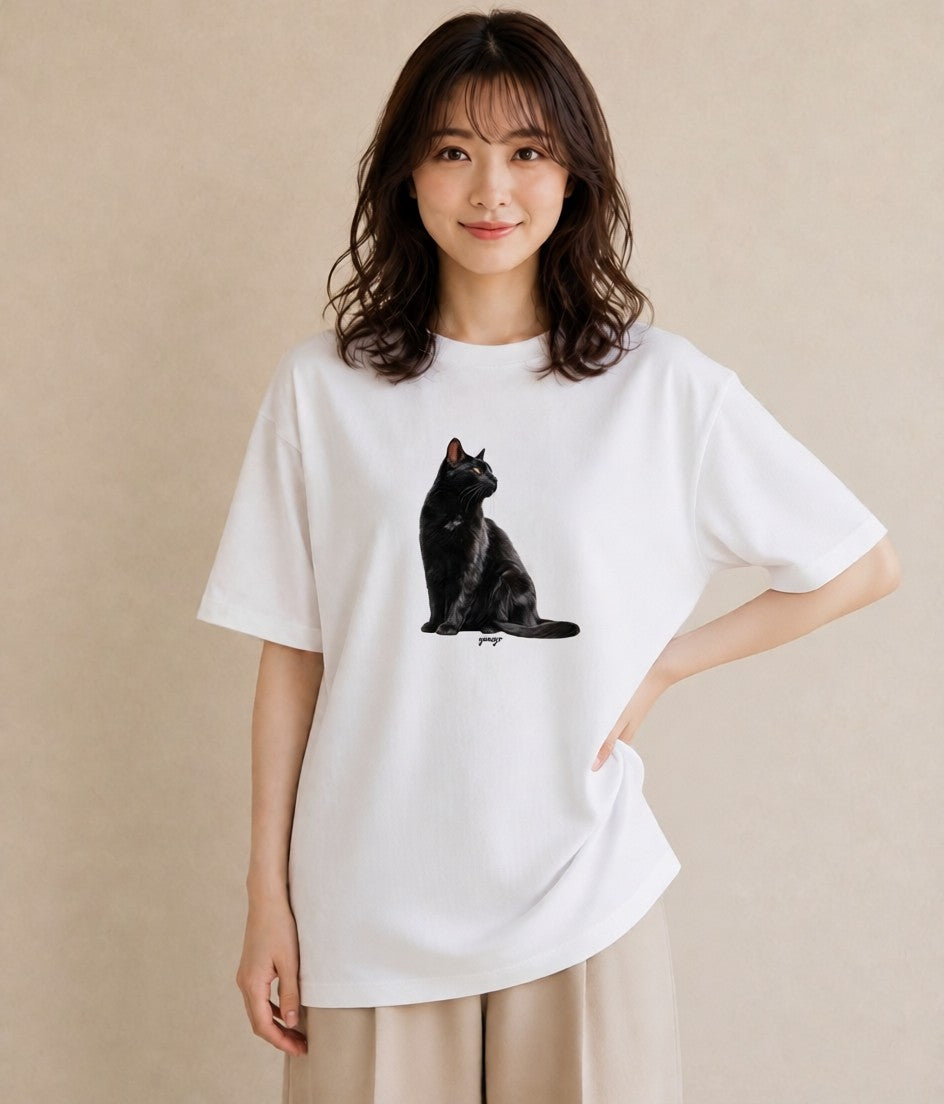 半袖Tシャツ レディース 靴下猫 猫 ねこ イラスト カフェコーデ クリスマス 旅行 白T
