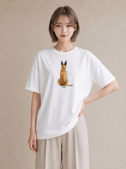 グラフィックTシャツ レディース アビシニアン 猫 ねこ イラスト きれいめ 帰省 ラフ 白T