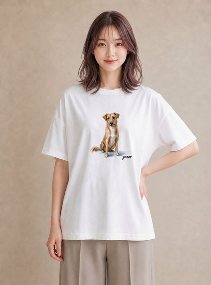プリントTシャツ レディース 老犬 犬 いぬ イラスト ガーリー 旅行 母娘コーデ 白T