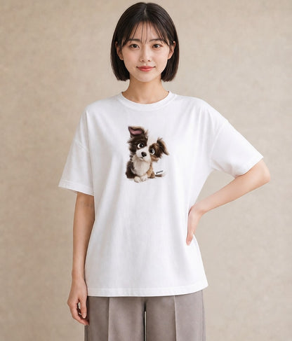 Tシャツ レディース わんちゃん 犬 いぬ イラスト シンプル 女性 旅行用 白T