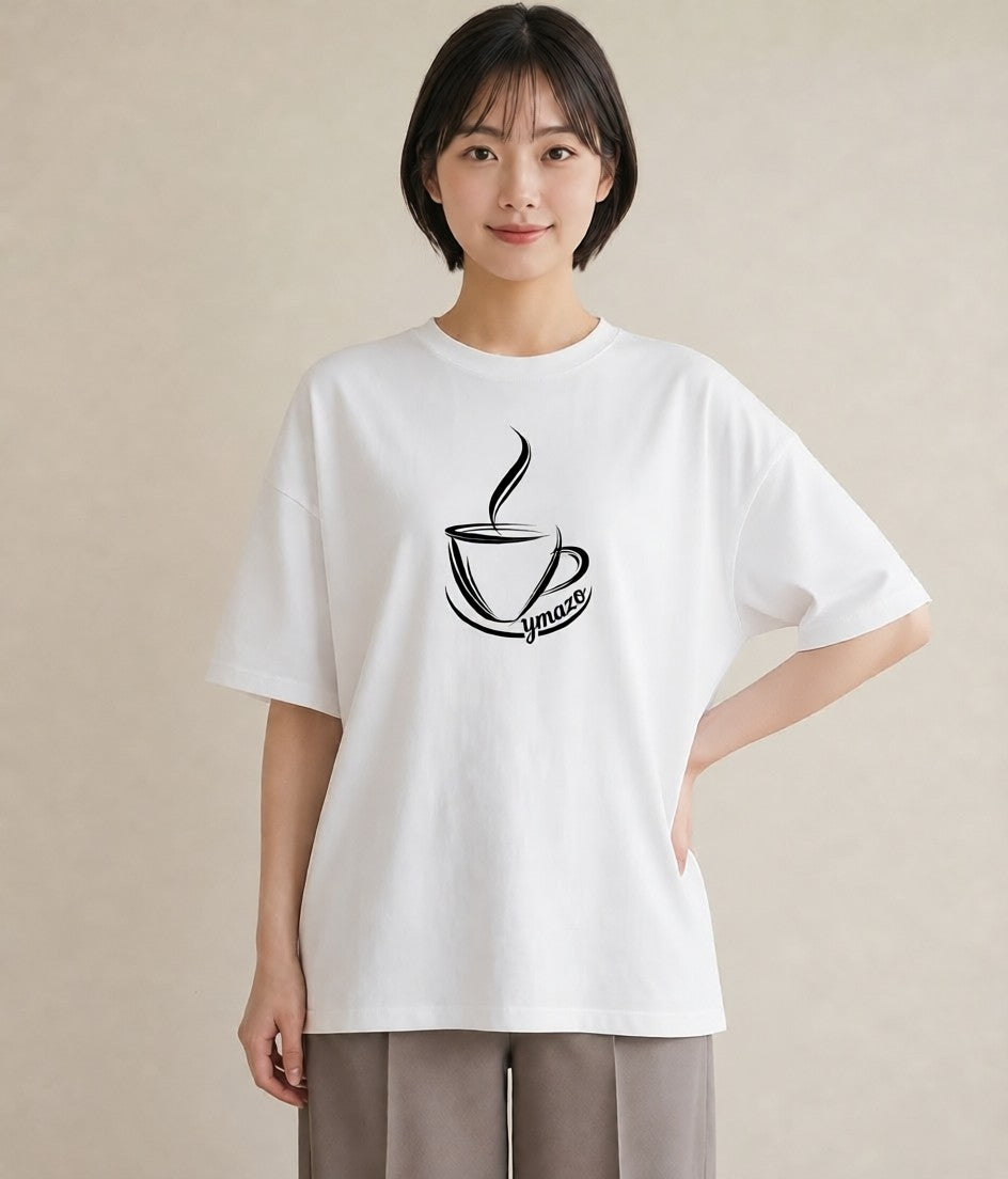 プリントTシャツ レディース コーヒー カフェ 珈琲 イラスト 北欧風 在宅 公園 白T