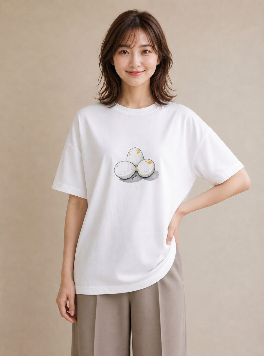 デザインTシャツ レディース 目玉焼き 食べ物 フード イラスト カジュアル 部屋着 女性向けギフト 白T