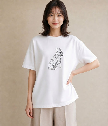 半袖Tシャツ レディース 犬 いぬ わんこ イラスト フェミニン 姉妹 送別ギフト 白T