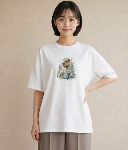 デザインTシャツ レディース ジャンガリアンハムスター ペット 動物 イラスト ガーリー 在宅 公園 白T