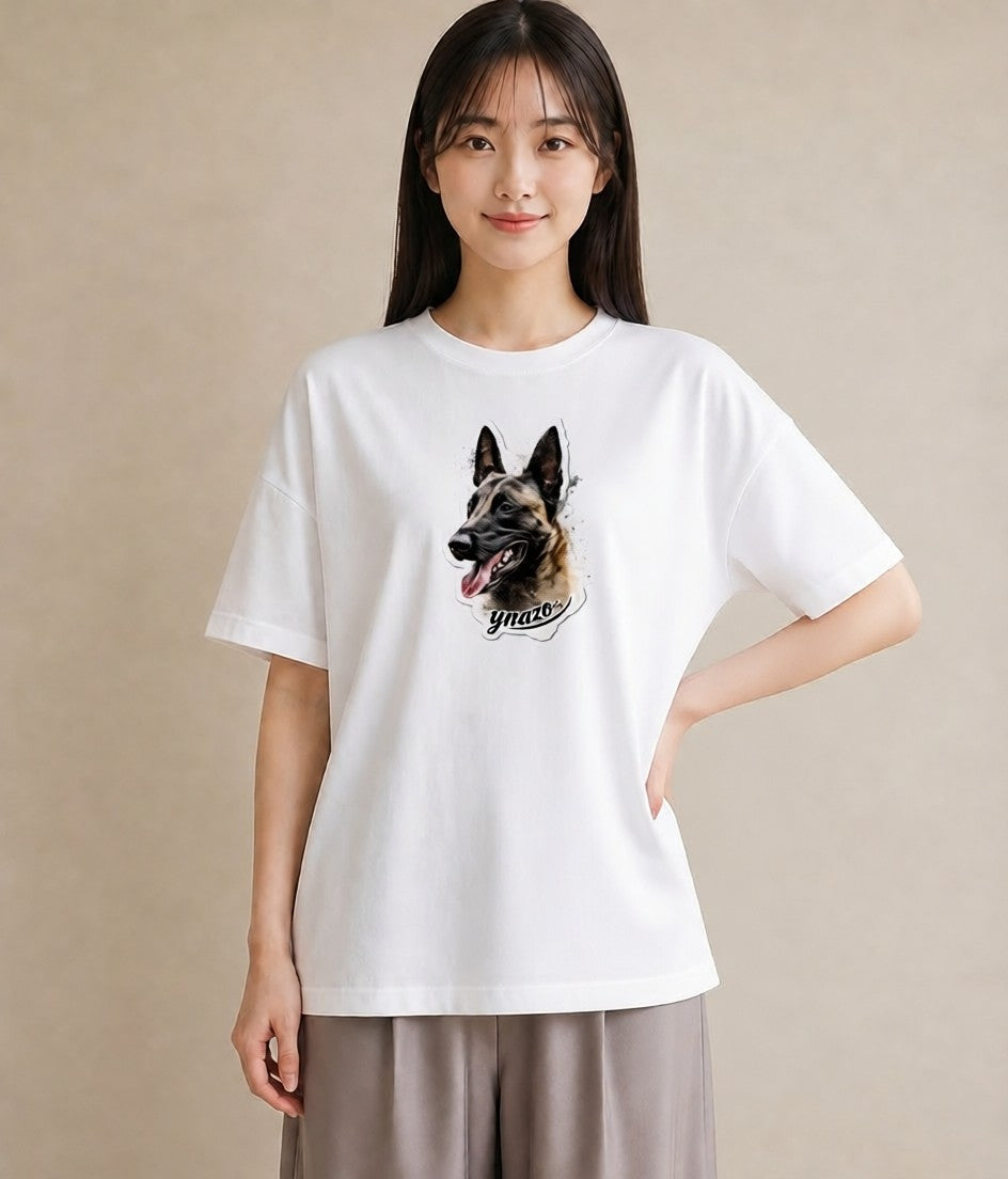 デザインTシャツ レディース ジャーマンシェパード 犬 いぬ イラスト カジュアル ギフト 母の日 白T